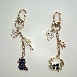 Gold and Black Cat Keychain Set